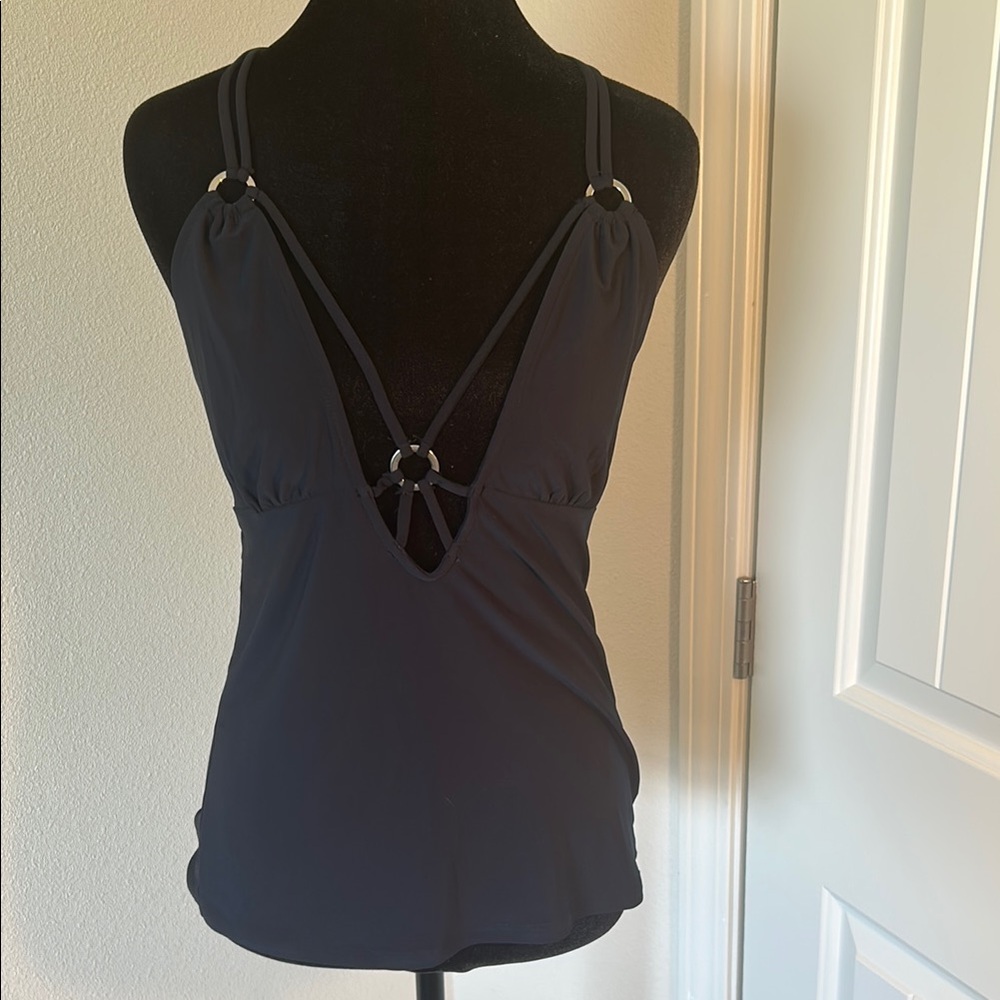 VENUS Black Cut Out Backless Swim Top